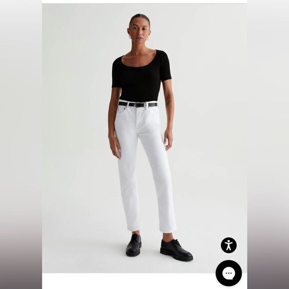 AG Ex-Boyfriend Slouchy Slim Straight Leg Jeans White Size 32 NWT - Picture 2 of 11